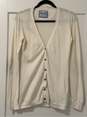 Massimo Dutti Ivory Cotton‑Cashmere Cardigan